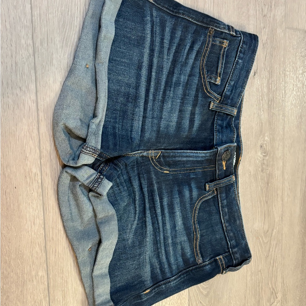 Express - Dark Blue Denim Shorts - Sortie Low Rise - Ultimate Stretch - Size 2 - Picture 11 of 14